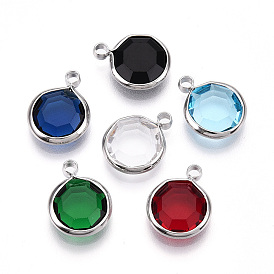 K 9 стеклянные подвески, плоско-круглые, с латунной фурнитурой , граненые