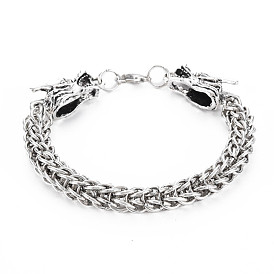 Men's Alloy Wheat Chain Bracelets, Dragon