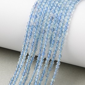 Natural Blue Fluorite Beads Strands, Round, Faceted