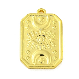 304 Stainless Steel Pendants, Octagon Rectangle with Eye & Moon Charm