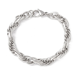 304 pulsera de cadenas de cuerda de eslabones ovalados de acero inoxidable para hombres y mujeres
