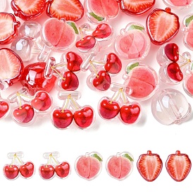 30 шт 3 стили прозрачные акриловые бусины, имитация фруктов, разноцветные