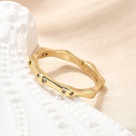 Регулируемые латунные кольца с микропаве из прозрачных кубических цирконий для женщин, без кадмия, без никеля и без свинца, многоугольник
