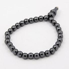 Fashionable Magnetic Synthetic Hematite Stretchy Buddha Bracelets, 61mm