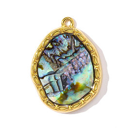 304 подвески из ракушек пауа из нержавеющей стали, овальные амулеты, ионное покрытие (ip)