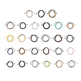 10mm Round Gemstone Braided Bead Bracelets, Adjustable Nylon Cord Bracelets for Women Men