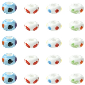 20шт. 4 цветов, фарфоровые бусины ручной работы с принтом, европейские бусины, бусины с большим отверстием, рондель