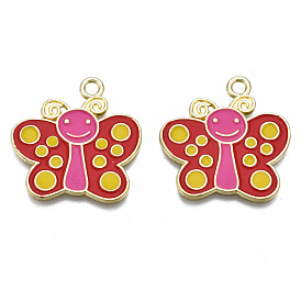 Crémaillère pendentifs en alliage placage, avec l'émail, sans cadmium et sans plomb, papillon