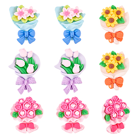 CHGCRAFT 8Pcs 4 Style Opaque Resin Cabochons, Flower