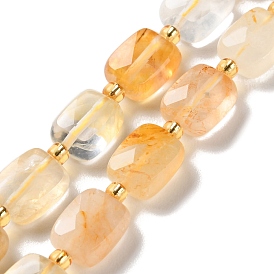 Natural Yellow Hematoid Quartz/Golden Healer Quartz  Beads Strands, Faceted, Rectangle