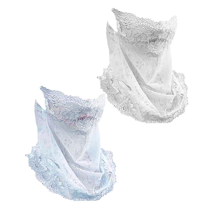 2 шт. 2 цвета полиэстеровый кружевной шарф с воротником для женщин, солнцезащитная маска-шарф