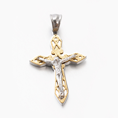 Thème de Pâques femmes hommes 201 pendentifs croix crucifix en acier inoxydable, pour Pâques, 32x22x6mm, Trou: 4.5x6mm