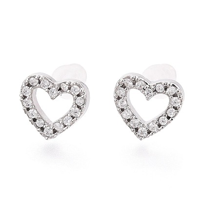 Серьги-гвоздики в форме сердца из сплава и прозрачного кубического циркония ко Дню святого Валентина, с 925 штырями стерлингового серебра