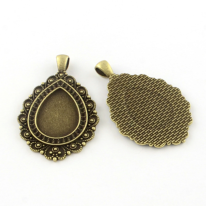 Слеза в тибетском стиле из сплава с большим кулоном, стразами и кабошоном, без свинца, лоток : 18x25 мм, 54.5x35x2 мм, Отверстие : 6x4 мм, около 100 шт / 1000 г , подходят для стразов 1.5 мм 