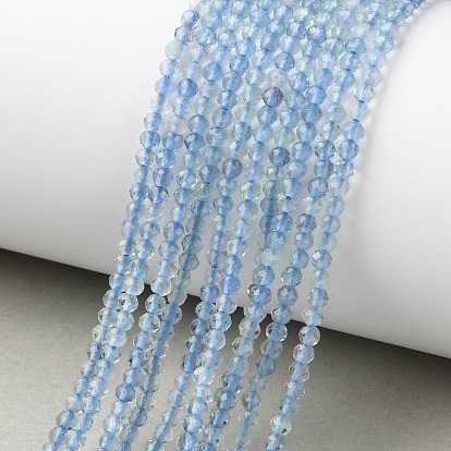 Natural Blue Fluorite Beads Strands, Round, Faceted