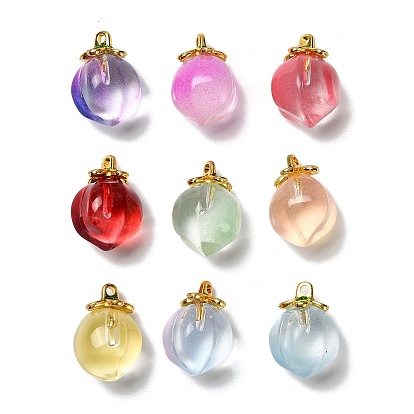 Стеклянные подвески, персик, с золотой эмали сплава выводов, два тона