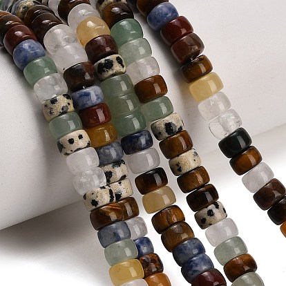 Natural Mixed Stone Beads Strands, Disc, Heishi Beads, Mixed Dyed and Undyed