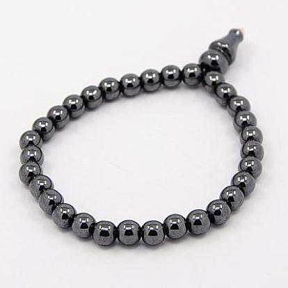 Fashionable Magnetic Synthetic Hematite Stretchy Buddha Bracelets, 61mm