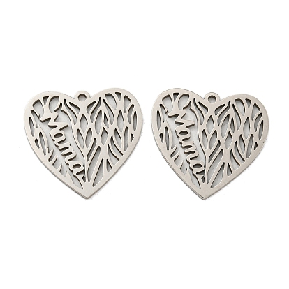 Подвески из хирургической нержавеющей стали ко Дню матери 316l, лазерная резка, сердце со словом "мама"