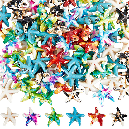 120шт. 6 цвета синтетические бусины, окрашенные в бирюзовый цвет, эффект впрыска топлива, морская звезда