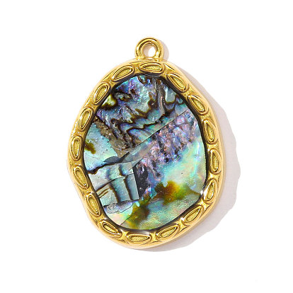 304 подвески из ракушек пауа из нержавеющей стали, овальные амулеты, ионное покрытие (ip)