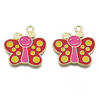 Crémaillère pendentifs en alliage placage, avec l'émail, sans cadmium et sans plomb, papillon