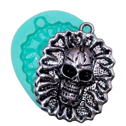 Oval with Skull Pendant Food Grade Silicone Molds, Resin Casting Molds, for UV Resin, Epoxy Resin Jewelry Making