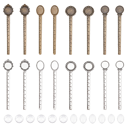 16шт 8 стили сплав линейка закладка кабошон настройки, 20кабошоны из прозрачного стекла