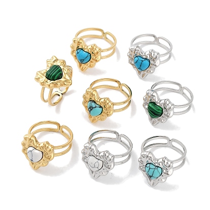 Ионное покрытие (ip) 304 кольцо из нержавеющей стали, регулируемые кольца из синтезированных драгоценных камней, сердце