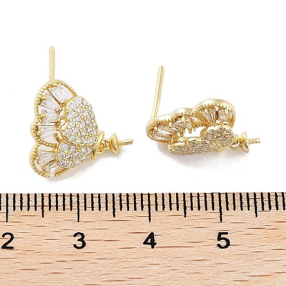 925 Sterling Silver with Cubic Zirconia Stud Earrings Findings, Butterfly