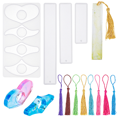 1поликарбонатное кольцо для большого пальца, держатель страницы, силиконовые формы, с 8 шт 8 цветные украшения кисточкой из полиэстера и 3 шт 3 стиль закладки