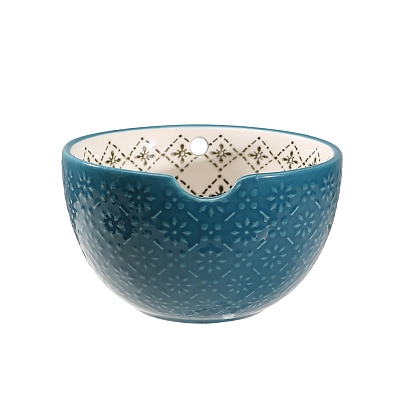 Round Handmade Porcelain Yarn Bowl Holder, Knitting Wool Storage Basket with Holes to Prevent Slipping