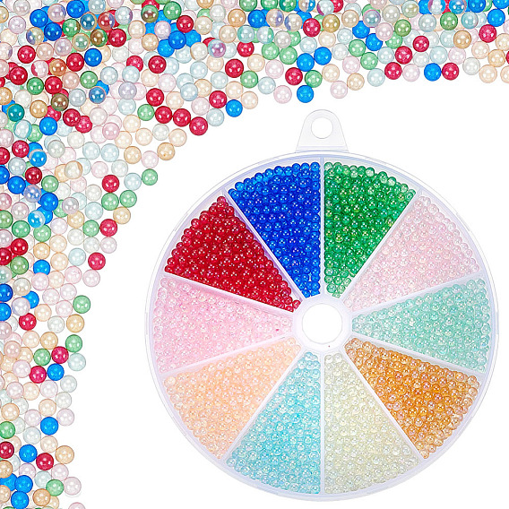 130g 10 цвета diy нейл-арт украшения мини стеклянные бусины, крошечные шарики ногтей икрой, с покрытием AB цвета, круглые, без отверстия 