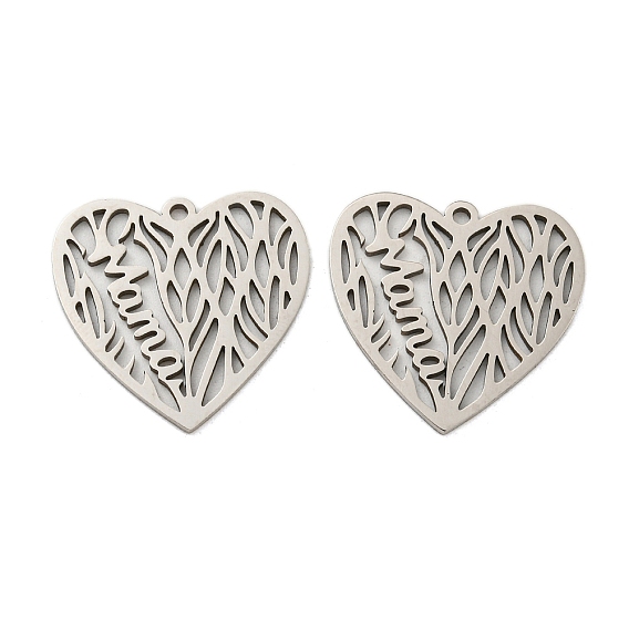 Подвески из хирургической нержавеющей стали ко Дню матери 316l, лазерная резка, сердце со словом "мама"