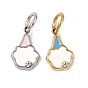 304 acier inoxydable émail pendentifs, avec strass, charmes de triangle