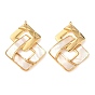 304 pendentifs en coquillage blanc naturel pavé d'acier inoxydable, breloques à double losange, réel 18 k plaqué or, placage sous vide pvd
