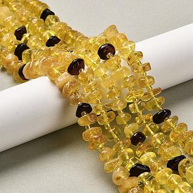 Янтарные шарики нити, чип, с бисером