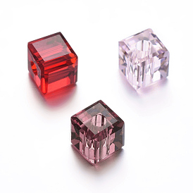 Glass Rhinestone Beads, Faceted, Cube