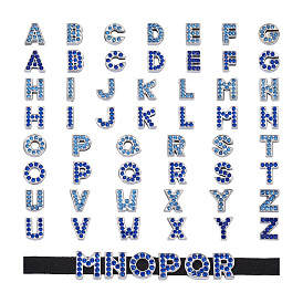 52 шт 2 цвета сплава подвески с горным хрусталем, Письмо ~ Z, без кадмия и без свинца, платина