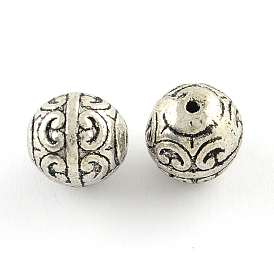 Tibetan Style Alloy Round Beads, Cadmium Free & Lead Free, 12mm, Hole: 1.5mm, about 200pcs/1000g