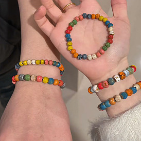 Круглые эластичные браслеты из фарфора ручной работы для женщин