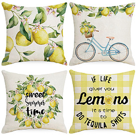 Summer Lemon Collection Linen Throw Pillowcase Home Pillowcase