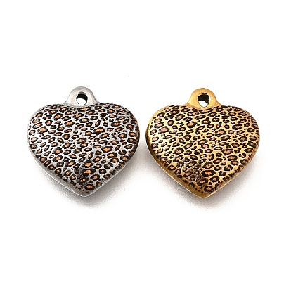 Печатные 304 подвески из нержавеющей стали, ионное покрытие (ip), подвеска в виде сердца с леопардовым узором