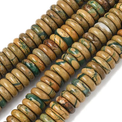 Нити бусин из натурального камня вердит, диск