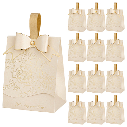 Floral Printed Paper Candy Tote Boxes, Rectangle