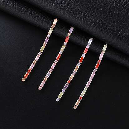 925 Sterling Silver Needle Earrings with Micro-Inlaid Cubic Zirconia, Creative Square Ear Threader, Elegant Diamond Studs.