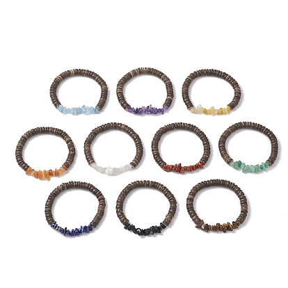 10 шт. 10 стили браслеты из натуральных смешанных драгоценных камней и кокосовых бусин для женщин и мужчин