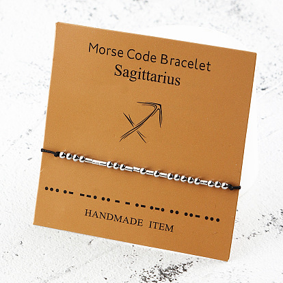 Zodiac Bracelets with Morse Code & Constellation Paper Card - 12 Astrology Signs