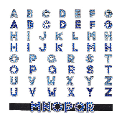 52 шт 2 цвета сплава подвески с горным хрусталем, Письмо ~ Z, без кадмия и без свинца, платина