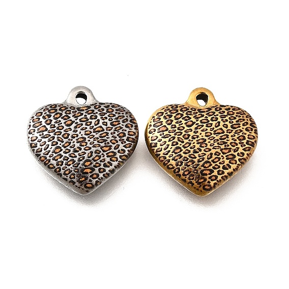 Печатные 304 подвески из нержавеющей стали, ионное покрытие (ip), подвеска в виде сердца с леопардовым узором